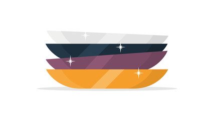 Clean dishes with reflections. The concept of washing dishes. Vector illustration
