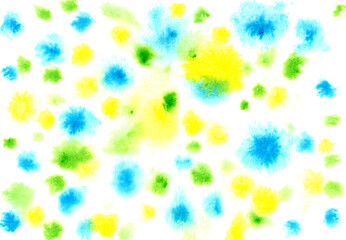 Watercolor floral background. Abstract colorful background. Watercolor wet texture. Yellow, blue and green romantic illustration. Abstract art hand paint. Original artwork