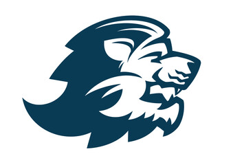 Lion head logo. Roaring lion.