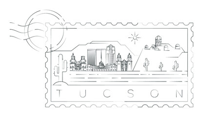Tucson stamp minimal linear vector illustration and typography design, Arizona