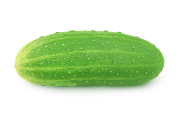 Fresh whole green cucumber isolated on a white background.
