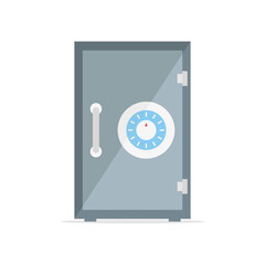 Metal safe deposit. Armored box. The concept of safe storage of money. Vector illustration.