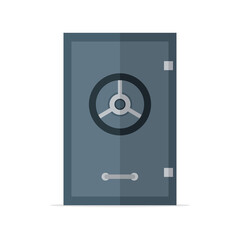 Metal safe deposit. Armored box. The concept of safe storage of money. Vector illustration.