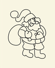 Vintage Santa Claus with a bag isolated on beige background