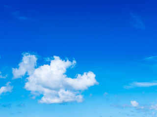 blue sky background with tiny clouds.