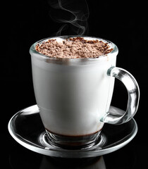 cup of Hot chocolate, hot milk with chocolate powder