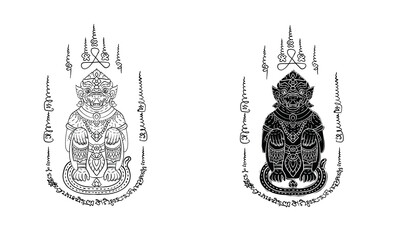 - Animal in Thai traditional tattoo, Thai traditional painting in temple, vector