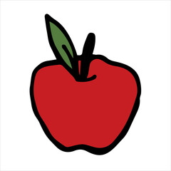 
vector illustration in doodle style, cartoon. an Apple. Cute ripe red apple icon. simple clipart of fruits, healthy eating, vegan food