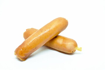 fried pork sausage arranging on white background