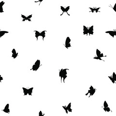 Obraz na płótnie Canvas Seamless Pattern Abstract Black Butterflies Background Vector