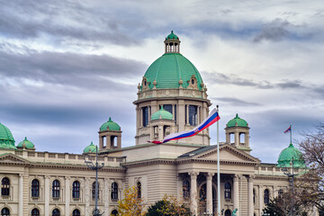 Fototapeta na wymiar National Assembly of the Republic of Serbia Parliament of Serbia in Belgrade