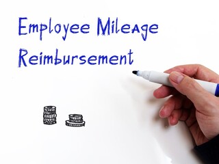 Business concept about Employee Mileage Reimbursement with phrase on the sheet.