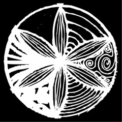 Vector illustration of ornamental black & white circle element. Hand drawn image.