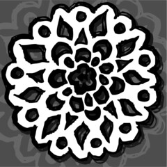 Vector illustration of hand drawn black & white lace background.