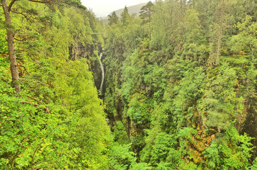 Corrieshalloch Gorge with Falls of Measach in the Scottish Highlands.