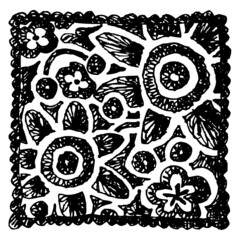 Vector illustration of hand drawn black & white lace background.