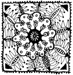 Vector illustration of hand drawn black & white lace background.