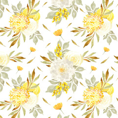 Fototapeta na wymiar elegant seamless pattern with chamomile and yellow flowers