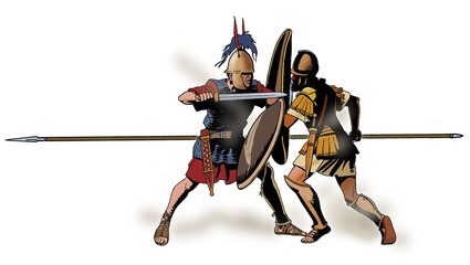Ancient Rome - Combat between Roman soldier and Greek soldier