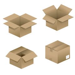 set of four cardboard boxes, elements, vector illustration eps 10 