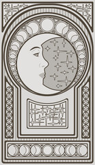 Art nouveau moon background, vector illustration