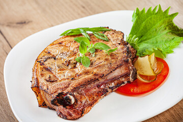 steak with herbs and vegetables