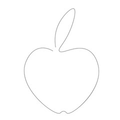 Apple tree on white background line drawing, vector illustration	