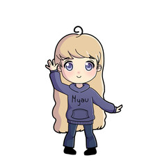 Chibi girl waving