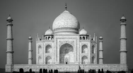 Beautiful White and black photo of taj mahal - Powered by Adobe