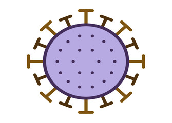 Coronavirus Bacteria Cell Icon, 2019-nCoV, Covid-2019, Covid-19 Novel Coronavirus Bacteria. No Infection and Stop Coronavirus Concepts. Dangerous Coronavirus Cell in China, Wuhan. Isolated Vector Icon