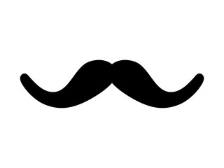 Simple Black Hipster Moustache with Upwards Rolled Ends. Vector Image.