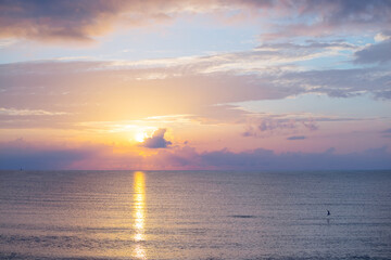Obraz na płótnie Canvas sunrise over a sea bay, early morning landscape