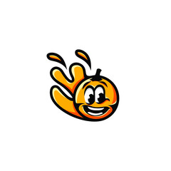 Orange Fruit Character Joy Fun Logo Icon Design Template Element Vector