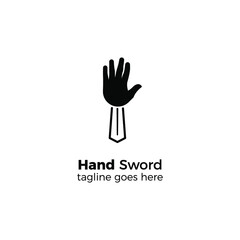 hand sword logo design vector illustration
