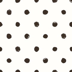 Abstract seamless pattern with circles brown color on ivory background. Vector texture for textile, paper, wallpapers or wrapping paper.