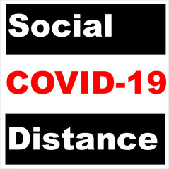 Social distancing concept: Black white and red letters in vector words separating people for public health and safety during Coronavirus (COVID-19), global pandemic. 