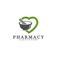 Pharmacy with Love Logo Design Template, Medical Pharmacy Logo Vector, Icon Symbol