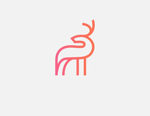 Creative bright gradient linear deer logo icon