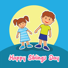 happy sibling's day concept. vector illustration