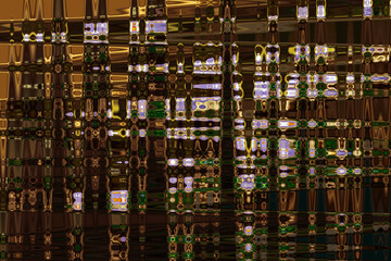 Abstract zigzag pattern with wave on floral theme. Artistic image processing created by photo of crocus Blue Pearl. Beautiful multicolor pattern in blue, brown tones. Background image