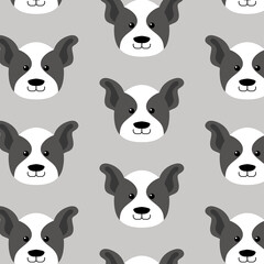 Fototapeta premium Patrón vector perro bulldog francés sobre fondo gris