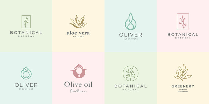 Minimalist botanical flower logo collection.