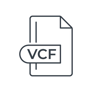 VCF File Format Icon. VCF extension line icon.
