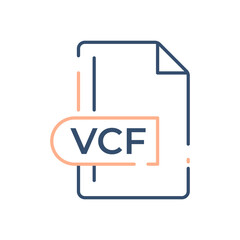 VCF File Format Icon. VCF extension line icon.