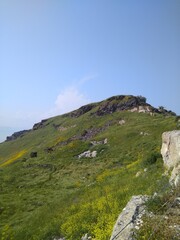 Picturesque hill in the Golan Heights in spring in Israel.