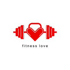 Obraz premium love and fitness logo vector design.