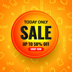 Sale banner template design, for promotion up to 50% off. Vector illustration