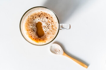 A black tea with foam