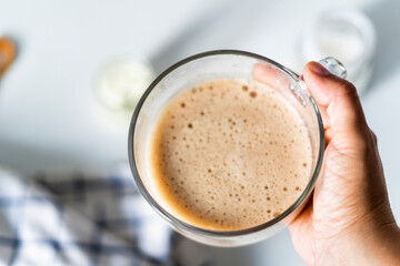 A cup of coffee and milk 