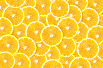 Lemon slices cuted isolated on white background.